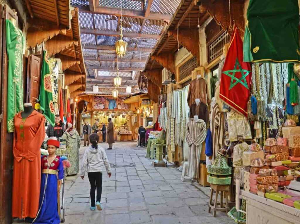 Handmade Moroccan goods sold in the souks of Fes Medina