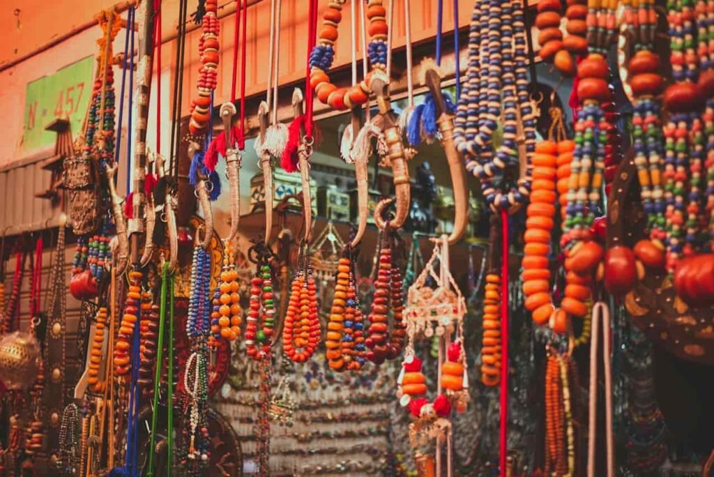Souk El Had market in Agadir Morocco with traditional stalls