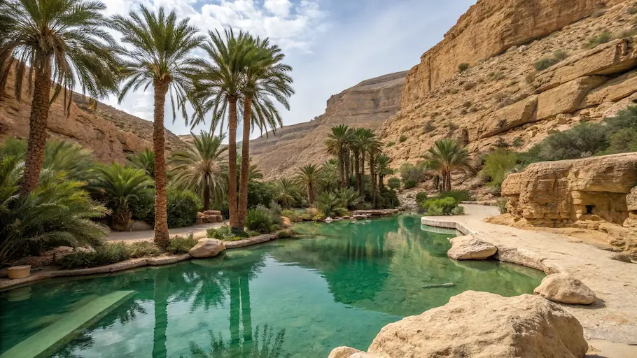 Paradise Valley natural pools and palm trees near Agadir Morocco